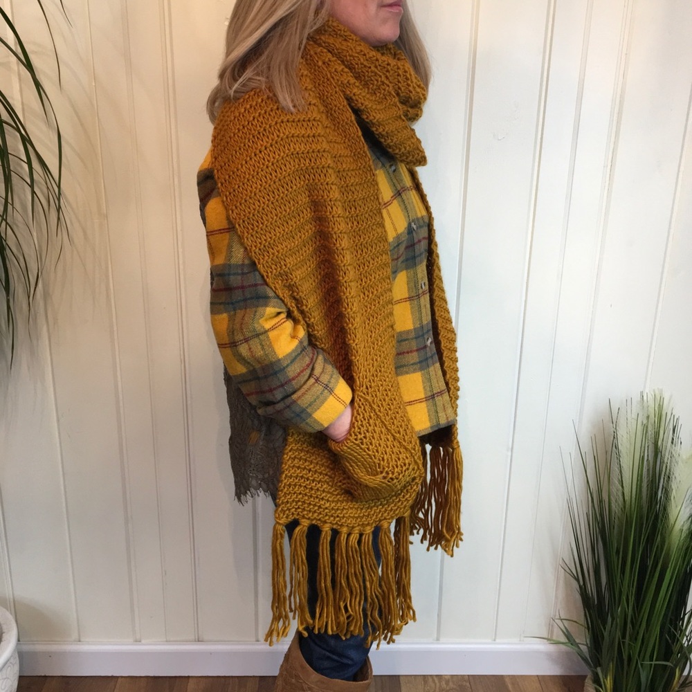 NEW BEAUTIFUL KNIT SCARF WITH POCKETS WINE COLOR - Picture 8 of 10